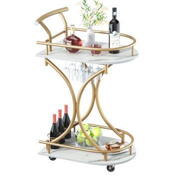 Metal Family Storage Bar Cart for Kitchen and Dining Room
