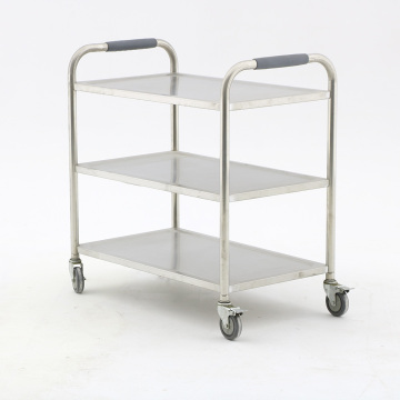 Stainless Steel 3 Tier Catering Trolley with 4 Wheels