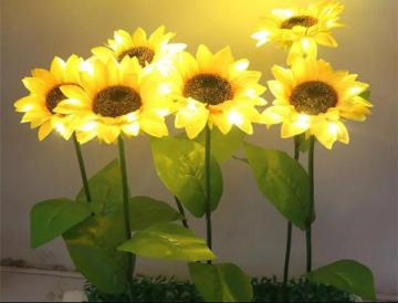 Luces de girasol de paisaje al aire libre