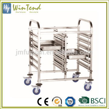 Commercial steel tray mobile trolley 890*620*130mm, catering trollies for dining room