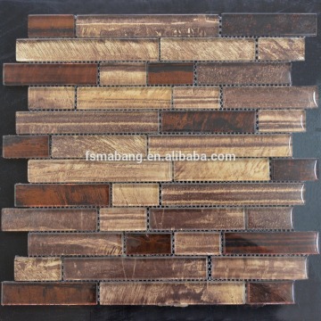 MB23198-2 strip random ink jet print crystal glass mosaic tile