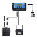 24V 12V Auto Solar Panel Battery Charge Controller 60A 50A 40A 30A 20A 10A LCD Solar Collector Regulator with Dual USB