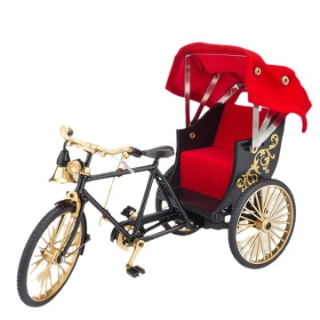 1:12 Modelo de bicicleta de rickshaw de metal a escala Diecast - Juguete de aleación coleccionable