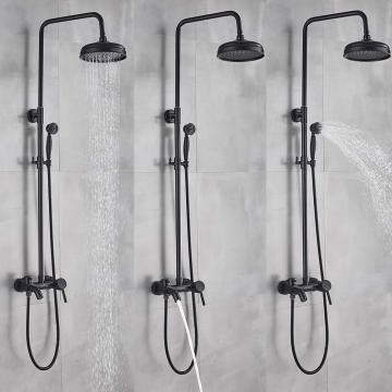 Grande conjunto de torneiras de chuveiro termostático de parede - Chrome/Brass Black
