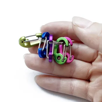 Colorful Tiny 1" Mini Clip Key Chain - 5 in 1 Carabiner with Snap Hook for EDC Camping Hiking Outdoor