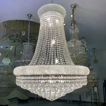 Chrome Crystal Chandelier French Empire Adjustable Hanging Lamp for Ceiling Palace Decor