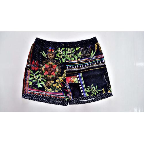 Men's Tall Linen Beach Pants Black retro print men's beach shorts Manufactory