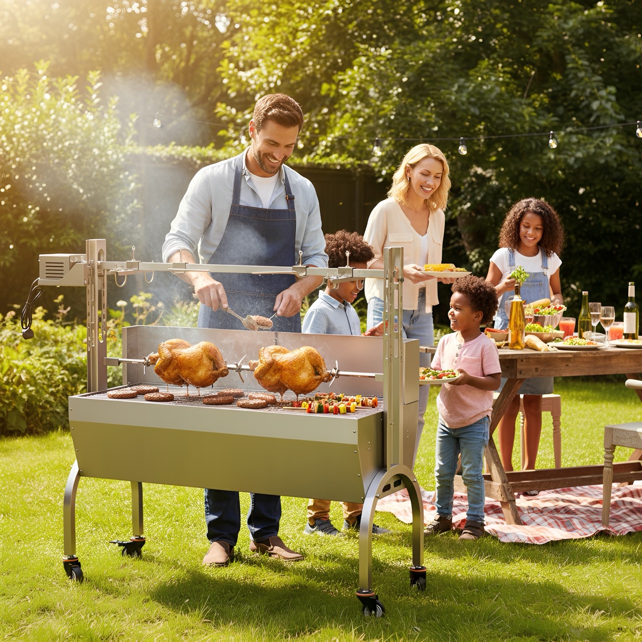 Electric rotating grill