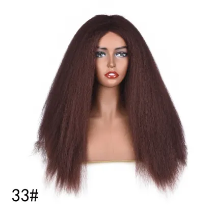 Synthetic long blond bob yaki wigs female long hair wig for black women