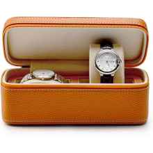 Pu Leather Zippered 2 Slots Travel Watches case