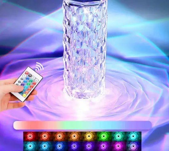 Hot 16 Colors RGB Touch Lamp LED Rose Crystal Table Lamp - USB Powered, Romantic, LED Rose Crystal Desk Lamps for Bedroom & Living Room