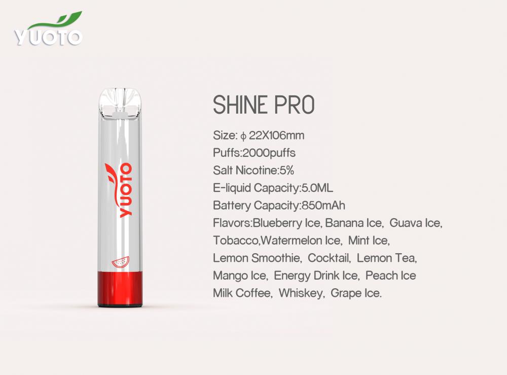 Yuoto Shine Pro 2000 Puffs يمكن التخلص منها vape