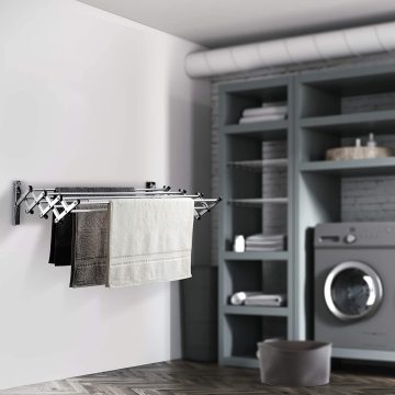 Stainless Steel Wall Mount Retractable Towel Rack & Clothes Drying Shelf