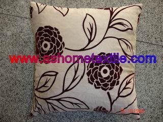Flocking on suede cushion cover