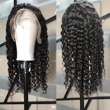 Wholesale 180% Density For Black Women Natural Hairline Cheap 100% Brazilian Virgin Human Hair Deep Wave Lace Front Wig