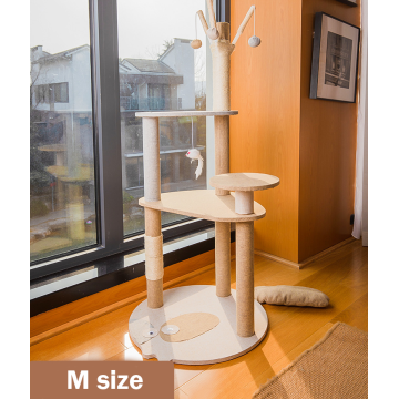 Multi Level Beige Pet Climbing Tower Scratching