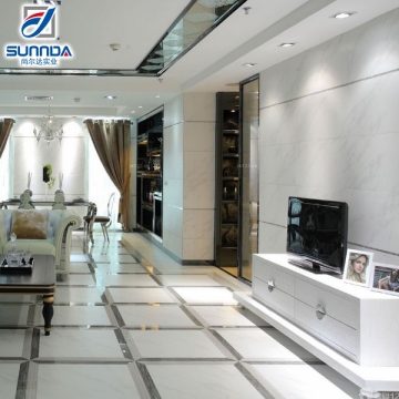 2016 newest design 60x60cm foshan factory price decorative cararra white full polished glazed porcelain tiles