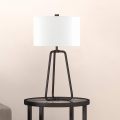 Blackened Bronze Floor Lamp White Fabric Drum Shade