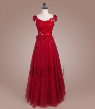 plus size red long lace evening dress empire couture for fat women