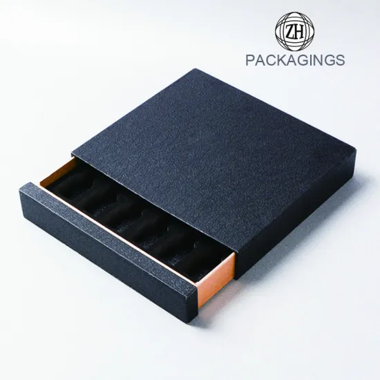 Luxury black sliding drawer box packaging