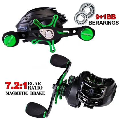 9+1BB Baitcasting Fishing Reel: High-Speed Metal Spool Reel with Magnetic Brake System and Drag Fishing Wheel