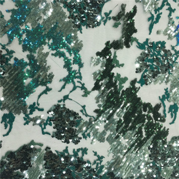 Single Scallop Multi Color Sequin Embroidery Fabric