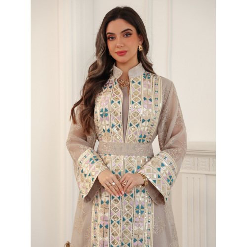 ست گلدوزی لوکس Jalabiya Abaya با کمربند