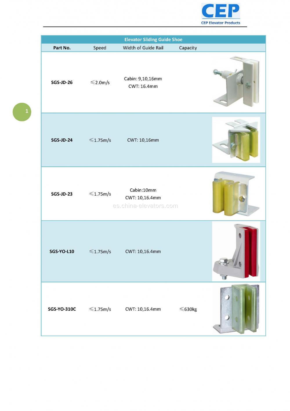 Pasajero y productos Slipador de elevador SAPUY