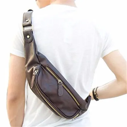 Casual PU leather man small chest bag