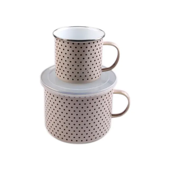 Pink Enamel Cup Set with Full Decal