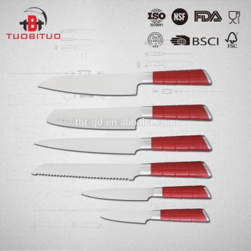 FDA/LFGB high quality 6pcs knife with bolster and PP handle