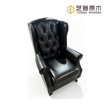 Kursi Wingback Kulit Berumbai Kayu Klasik