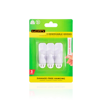 3PK Waterproof Oilproof Strong Wall Hooks - Heavy Duty Self Adhesive Bathroom Kitchen Organizers