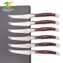 6pcs Stainless Steel Dinner Knife Set Full Tang Table Knife Serrated Knife Wooden Handle Steak Knives Set