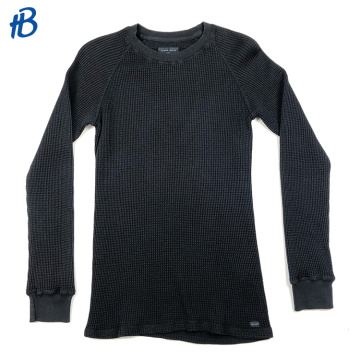long sleeve black round collar casual top