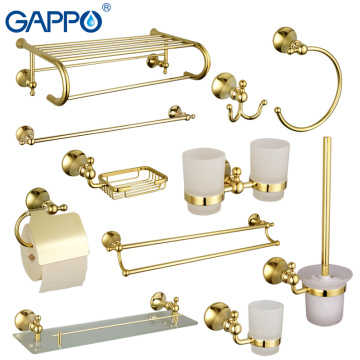 GAPPO Bathroom hardware sets golden Paper Holder towel bar roll holder toilet brush holder soap basket Luxury bath accessories
