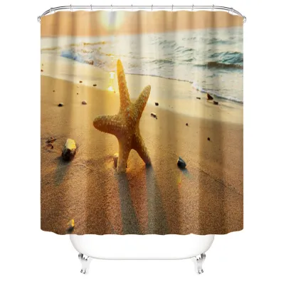 Starfish on The Beach Shower Curtains, Bathroom Curtain Waterproof Fabric-shower-curtain High Quality Bathroom set