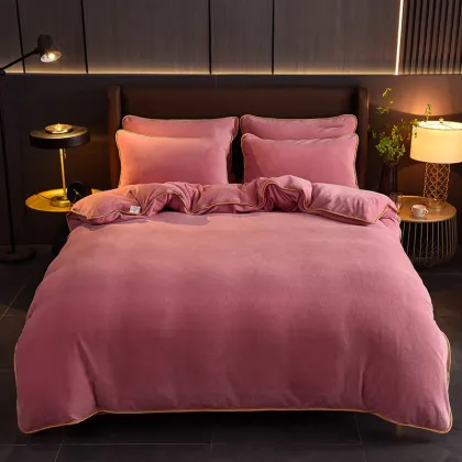 Super Soft Coral Velvet Winter Bed Sheets 4PC Set High Weight Flannel Fleece Bedding