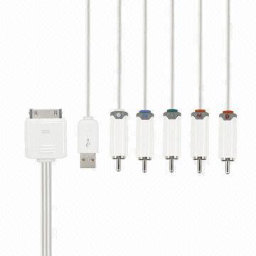 USB/Audio/Video/Charger Cables for iPod, iPad and iPhone with USB 1m/RCA 2m Length