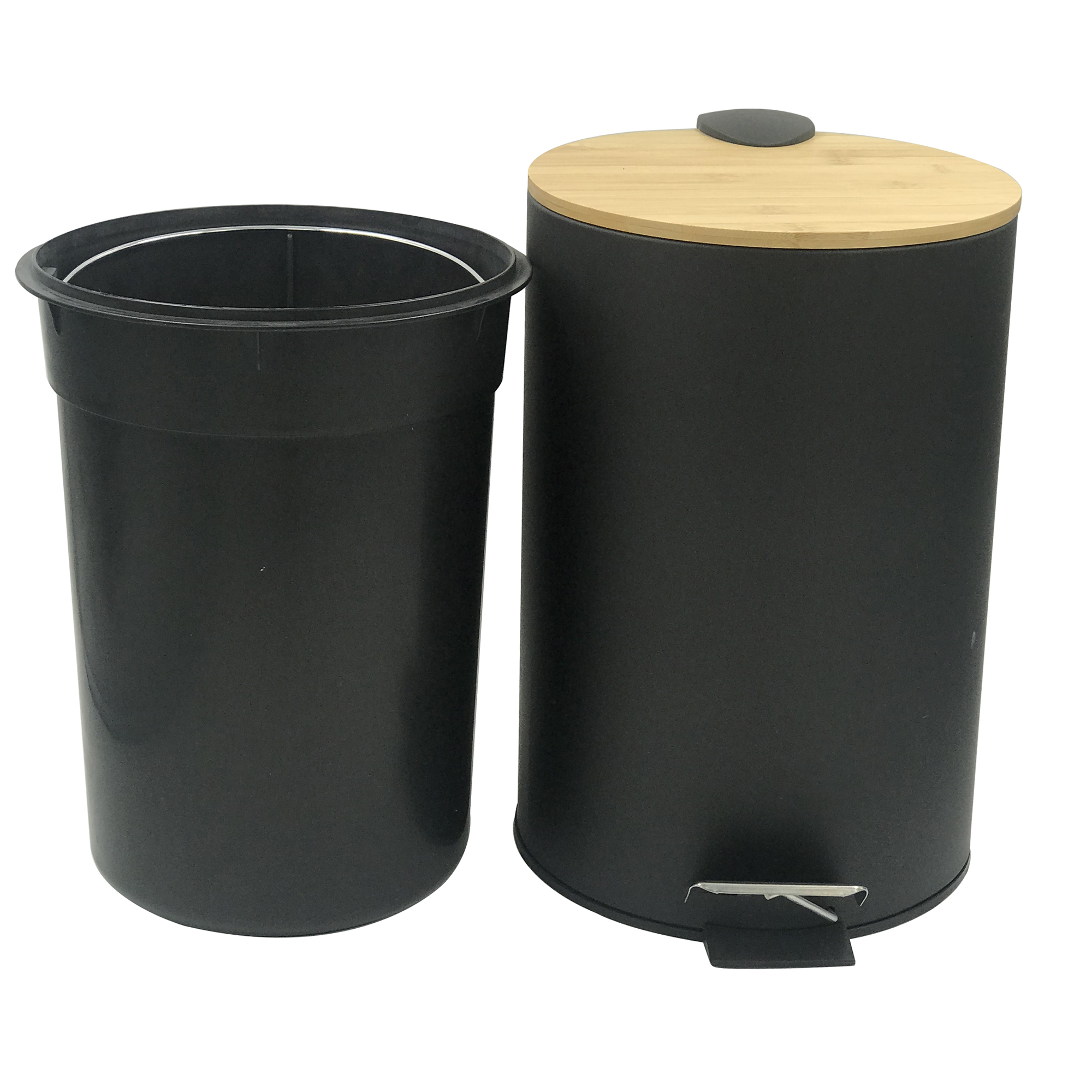 Bamboo Lid Wastebasket