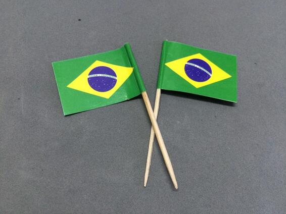 Mini 50Pcs Brazil Toothpick Flags Paper Food Picks Cake Toothpicks Cupcake Toppers Fruit Cocktail Sticks Decoration Toothpicks