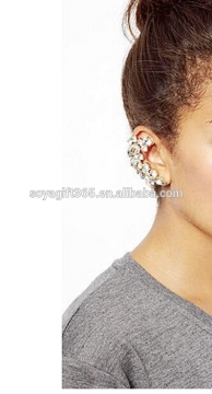Women's Punk Rock Retro Earring Crystal Leaf Ear Cuff Warp Clip