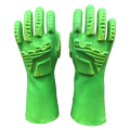 Zielone, fluorescencyjne, odporne na uderzenia rękawiczki w 100% z bawełny