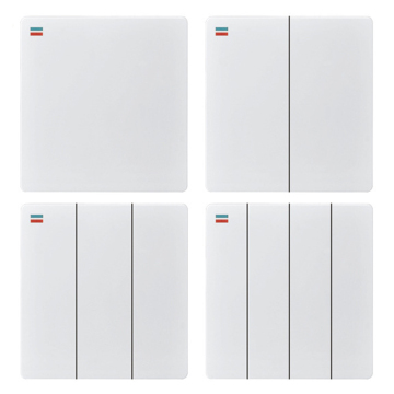 16A OEM White Large Panel Wall Switches: Single, Double, Triple, and Quadruple Open Options with Sockets