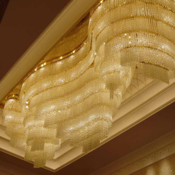 Big hotel lobby crystal brass chandelier pendant lamp