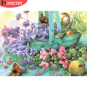 HUACAN Diamond Painting Flowers Bird Cross Stitch Full Square Drill Display Diamond Mosaic Full Embroidery Landscape Crafts Art