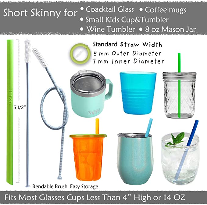 Short Reusable Silicone Straws