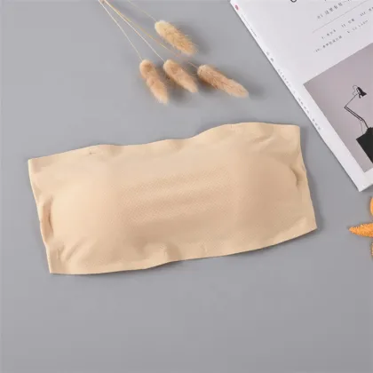 Ice Silk Tube Top: Women's Seamless Bandeau Strapless Padded Bra for Parties, Sports, and Sleep