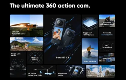 Insta360 X3: 5.7K HDR, Waterproof, and Stabilized 360° Action Camera
