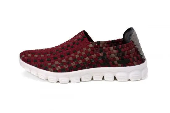 Casual And Simple Wine Red Woven Loafers